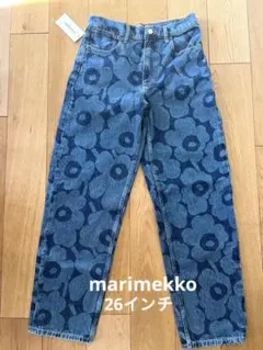 marimekko フラワーパターン デニムスカート マリメッコ フラワーパターン デニムスカート - メルカリ
