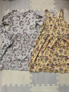 H&M ユニコーン柄と花柄のワンピース2着セット