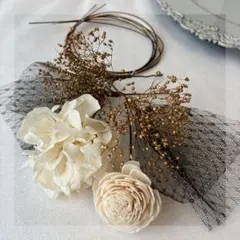 髪飾り 水引 成人式 卒業式 リボン 着物 和装 プリザーブドフラワー 黒