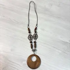 木製円形　ペンダント　ネックレス