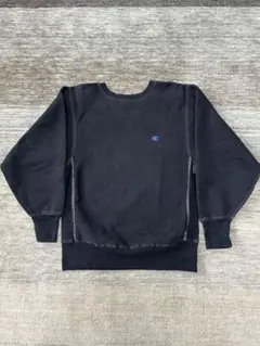 【90sアメリカ製】後染めBLACK チャンピオン　リバースウィーブ　M