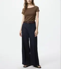 新品未使用 タグ付 UNIQLO ワイドトラウザージーンズ ネイビー XL