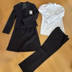 美品n-line 佐々木希 4点セット スーツ シルク混 グレーストライプ 5号