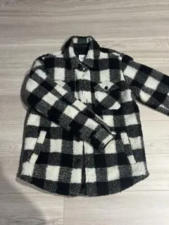 GAP フリースジャケット 白黒チェック柄