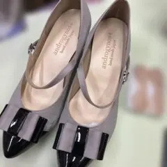 androgynos グレー パンプス 25.センチ日本製