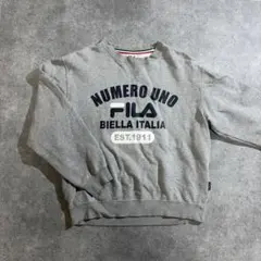 FILA フィラ スウェット トレーナー グレー 刺繍　短丈　古着　201