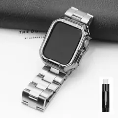 AppleWatch ベルト ステンレス 銀 バンド E