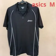 アシックス 半袖Ｔシャツ ハーフジップ　スポーツウエア　黒　M　中古