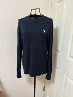 ニット　薄手　ネイビー　コットンニット