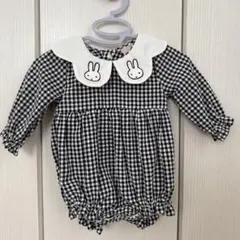 ミッフィー　チェック柄ロンパース