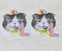 ポストカード「L」帽子　ねこ　2枚