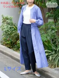 *お値下げ*ストライプゴアードシャツワンピース Lサイズ 長袖　水色 avv