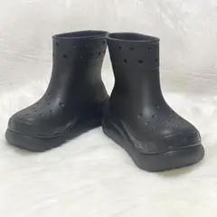 crocsクラシックレインブーツブラックM6 W8長靴 防水 ショートブーツ