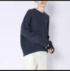 ギャルリーヴィー ファインウール　クルーネックプルオーバー　ダークブルー