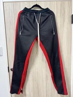 黒と赤　ダブル ストライプ トラックパンツ fogやアディダス好き必見！