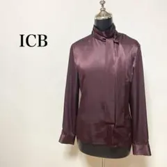 ICB ボウタイブラウス サテン ワインレッド ボルドー 長袖 9号 Mのサムネイル