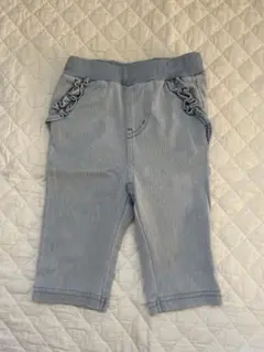 プティマイン　ライトブルー フリル付きパンツ　80cm