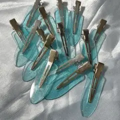 ハンドメイド資材 ヘアクリップ 前髪ピン まとめ売り クリアブルー