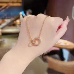 【匿名配送✨新品】ネックレス　高級感　ゴールド　ステンレス　ジルコニア　上品