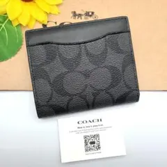 COACH 折り財布 新品 チャコール ブラック 新作 お札入れ 小銭入れ