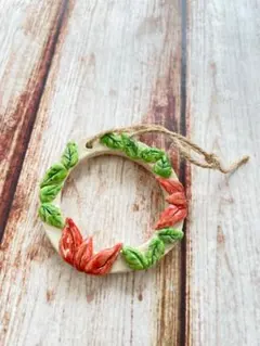 陶芸 クリスマスリース オーナメント 陶器 ハンドメイド