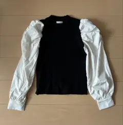 INGNI イング ドッキングパフスリーブニット 黒 Mサイズ 袖異素材