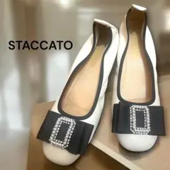 STACCATO リボン付き　ウェッジヒールパンプス　　23cm 美品　定価2万のサムネイル