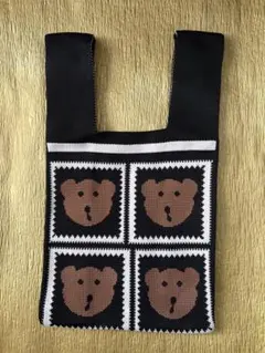くまブラウン柄マルシェバックミニ