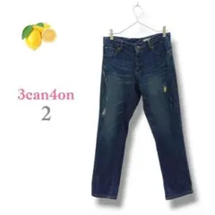 13『サンカンシオン』ダメージ加工 デニムパンツ【M】ブルー ヒゲ ジーンズのサムネイル