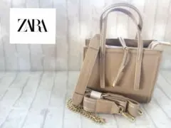 【美品】ZARA ミニショルダーバッグ ショルダーチェーン2種 ベージュ