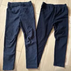 UNIQLO 100cm 黒 レギンス 2枚セット　フリース地　普通地