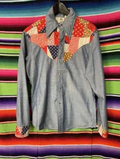 70s ALFIE ウエスタン キルト 切り替え シャツ　M