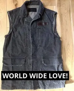 ワールドワイドラブ！　古着ノースリーブ　ダメージデニムジャケット　デニムベスト