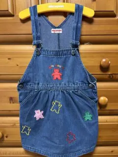 MIKI HOUSE アップリケ刺繍デニムジャンバースカート 110cm