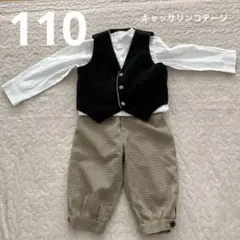 フォーマルセットアップ　男の子　110 チェック黒　ベストキャッサリンコテージ