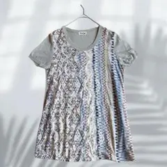 モネガル Tシャツ チュニック 前後アシメ 日本製 綿100% E6618