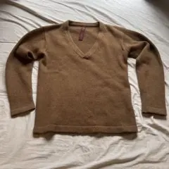Honor gathering キャメル100% Vネック ニット セーター M
