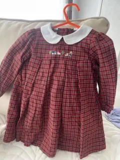 美品　familiar 赤チェック柄ワンピース