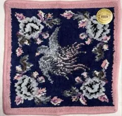 新品未使用FEILER ハンカチ パラディス　ネイビー　廃盤品　鳥　ネイビー