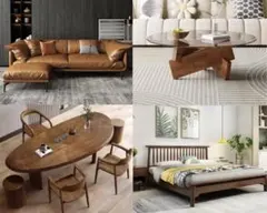 家具フルセット（ダイニングセット＋ソファ＋ベッド&マットレス＋コーヒーテーブル）