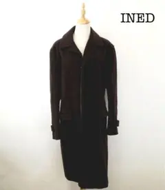 INED イネド 3 大きいサイズ ロングコート シンプル ダークブラウン