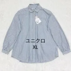 【新品】ユニクロ×イネス コットンツイル ストライプ ピンタックシャツ XL