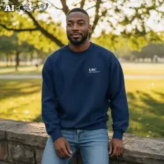 USA古着Championスウェットリバースウィーブ00s短丈企業ロゴネイビーL