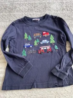 ファミリア　男の子長袖Tシャツ　ネイビー　刺繍アップリケ　傷あり　サイズ120