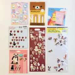 【平成】リラックマ付箋 ハローキティ こびとづかん 紙兎ロペ ぷくぷくシール