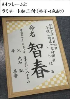 ラミネート・フレーム付格子命名書3