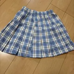 SHEIN チェック柄 プリーツスカート ブルー 140cm