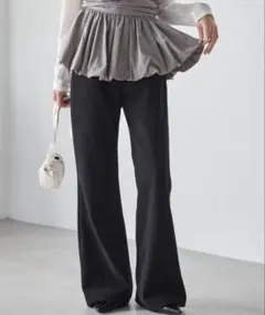 RANAN 裏起毛ニットコールフレアパンツ