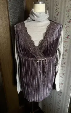 新品3L♡ボルドー♡ベルベット風ノースリーブチュニック⑥大きいサイズ