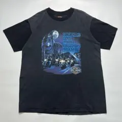 90s ハーレー USA製 ビンテージTシャツ 鬼フェード XL 黒☆.8798